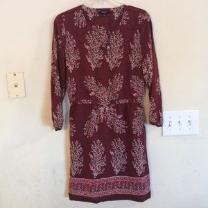 Madewell burgundy silk floral dress 4